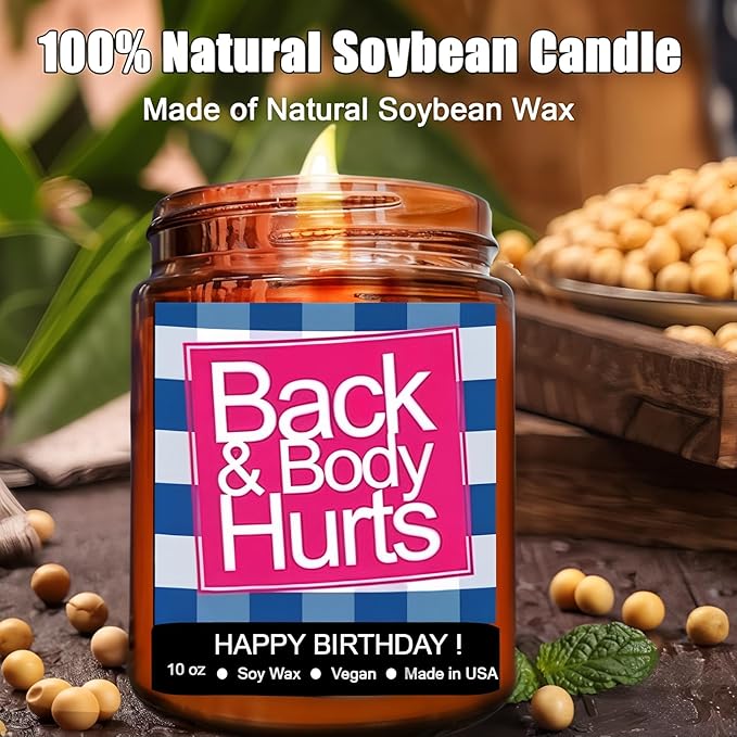 Funny Happy Birthday Candle, Gifts for Women & Men, Birthday Surprise, Birthday Gift Ideas for Her & Him, Back and Body Hurts Candle