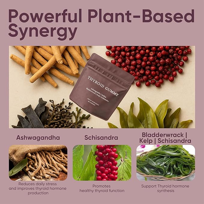 Thyroid Gummies for Women | with Iodine-Rich Kelp, L-Tyrosine, Ashwagandha & Selenium | Energy & Metabolism Support | 60 Gummies