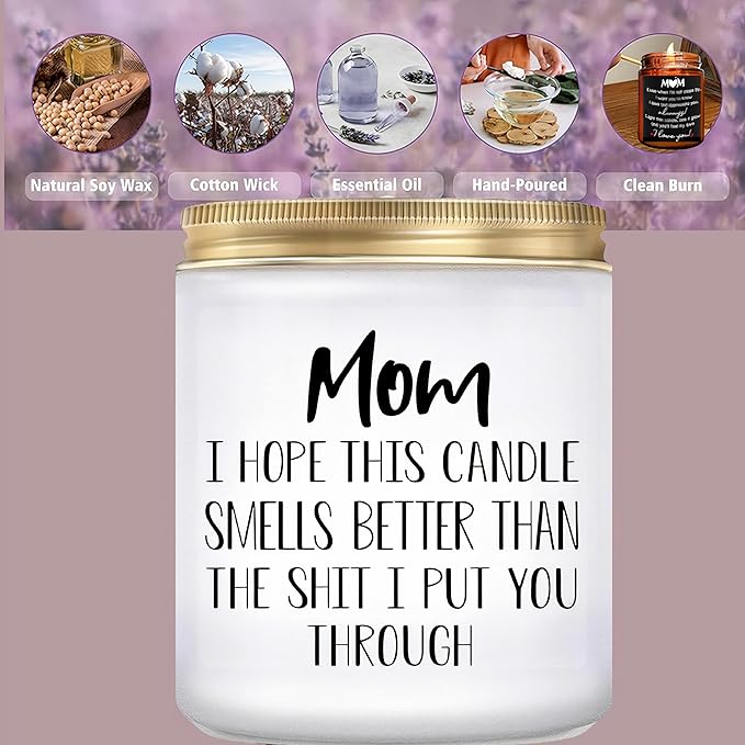 LOVERY Mother’s Day Gifts, Gifts for Mom from Daughter, Son - Mom Gifts, Funny Birthday Gifts for Mom, Mothers Day Gifts for Mom, Vanilla Candles, 9oz Scented Soy Candle, White