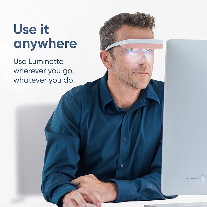 Luminette 3 Light Therapy Glasses - Wearable Light Therapy Lamp - White LED Sun Lamp - Natural Relief for Sleep Problems, Seasonal Mood Disorders & Jet lag - Portable Daylight Lamp (Pink)