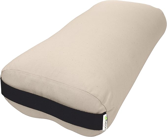 Bean Products Yoga Bolster - Made In The USA With Eco Friendly Materials - Round or Rectangular Support Cushions That Elevate Your Practice - Natural Cotton