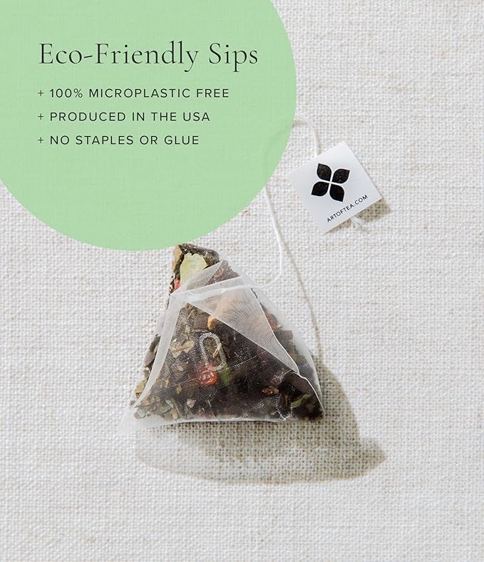 Art of Tea | Organic Mint Green Tea | 12 Count Pyramid Tea Bag Sachets | Spearmint Tea | Organic Peppermint Tea bags