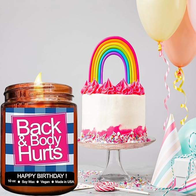 Funny Happy Birthday Candle, Gifts for Women & Men, Birthday Surprise, Birthday Gift Ideas for Her & Him, Back and Body Hurts Candle