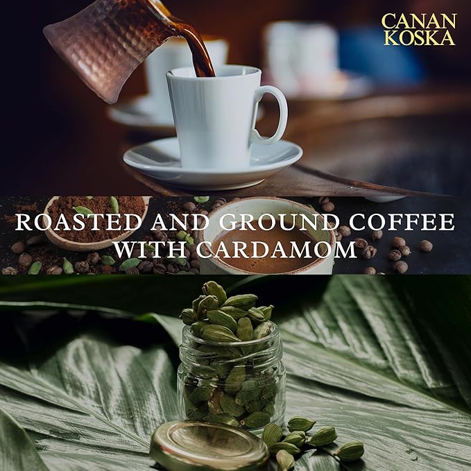 Canan Koska Cardamom Turkish Coffee - Premium Ground Coffee With Natural Cardamom Grounds, Medium Roast, Traditional Ottoman Recipe - 3.5oz (100g) - Pack Of 2