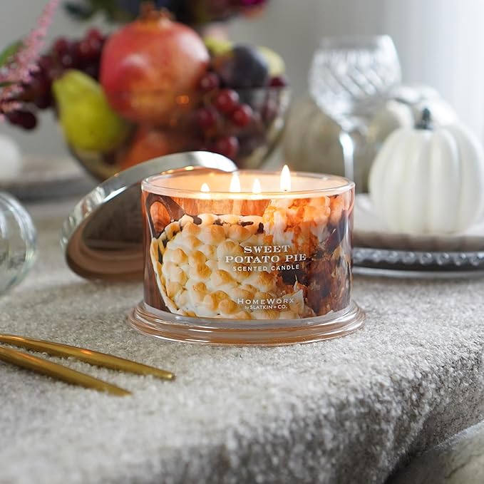 HomeWorx by SLATKIN + CO. Candle- Sweet Potato Pie, 18 oz. Premium Scented Candle - 30-55 Hours Burn Time