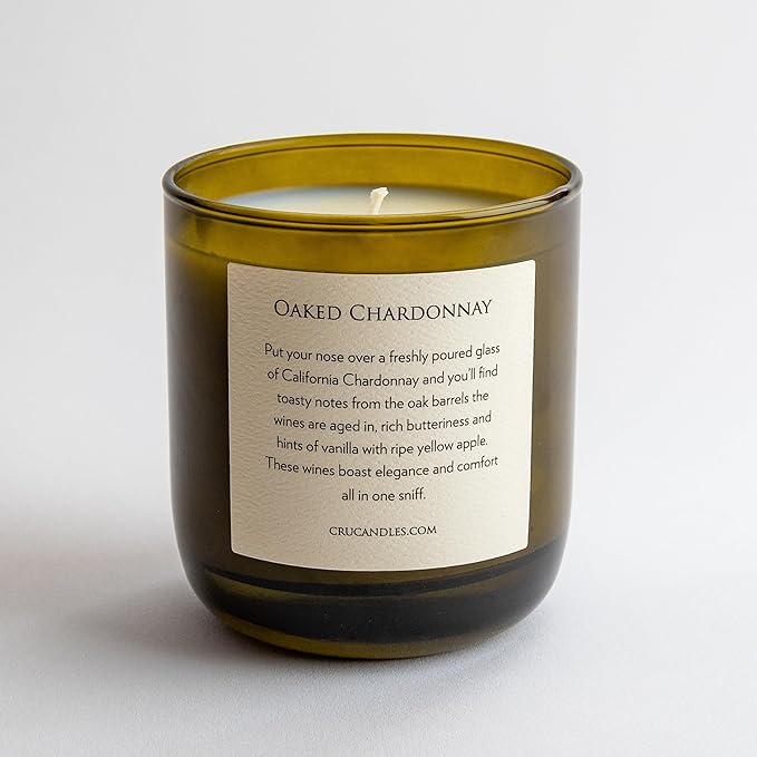 Cru Wine Scented Candles - Oaked Chardonnay Scent - Clean Burning, Non Toxic Candle, Luxury Decor Soy Candles for Home Scented, Relaxing Gifts for Women, Aesthetic Soy Candle for Men, Made in USA