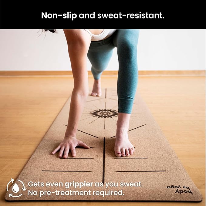 Luxury Cork Yoga Mat - Non Slip, Extra Thick Grip. Thicker, Longer, and Wider for More Comfort and Support. Tough Enough For Hot Yoga. Natural, Non Toxic, and Eco Friendly. Optional Alignment Lines.