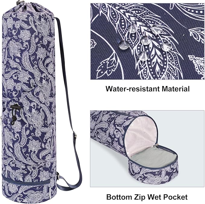 sportsnew Yoga Mat Bag with Water Bottle Pocket and Bottom Wet Pocket, Exercise Yoga Mat Carrier Multi-Functional Storage Bag, Patent pending