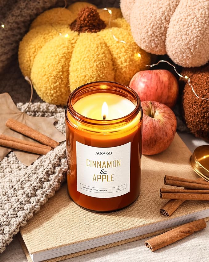 AOOVOO Apple Cinnamon Candles - 22 oz Scented Candles, Aromatherapy Candle, Soy Candle for Home Scented