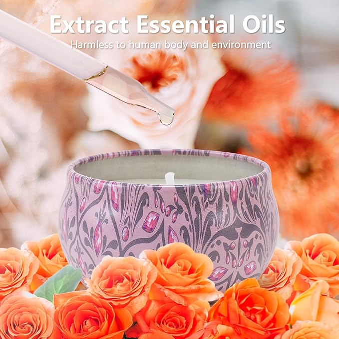 Candles Gifts for Women 3 Pack 2.5 oz Natural Floral Lavender Cherry and Rose Candles Set, Aromatherapy Candles for Home Scented, Portable Small Jar Candles Set for Travel, Spa, Bath, Yoga