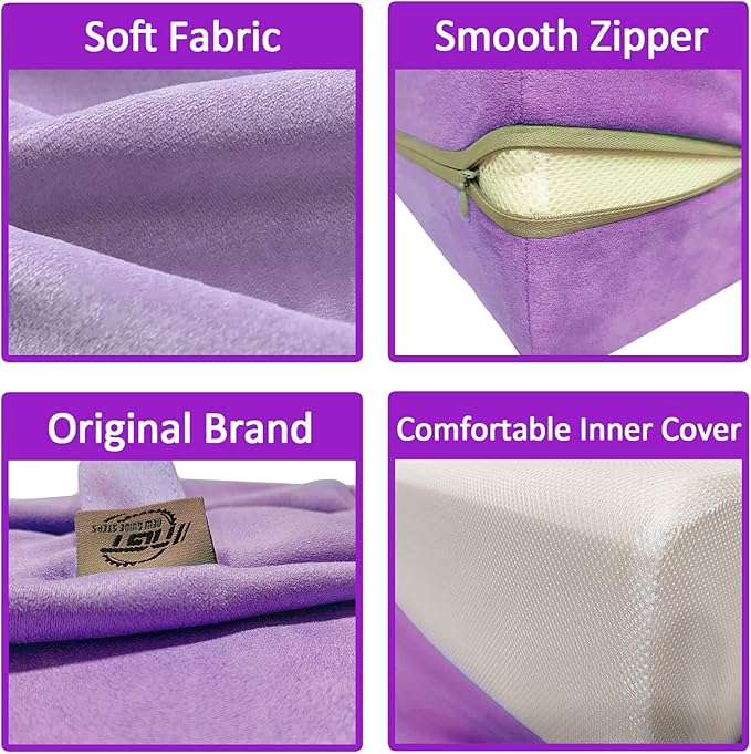 NGT new guide steps Yoga Bolster Pillow for Meditation and Support - Rectangular Yoga Cushion Foam Wedges Washable Suede Pillowcase for Men and Women with Carry Handles.…