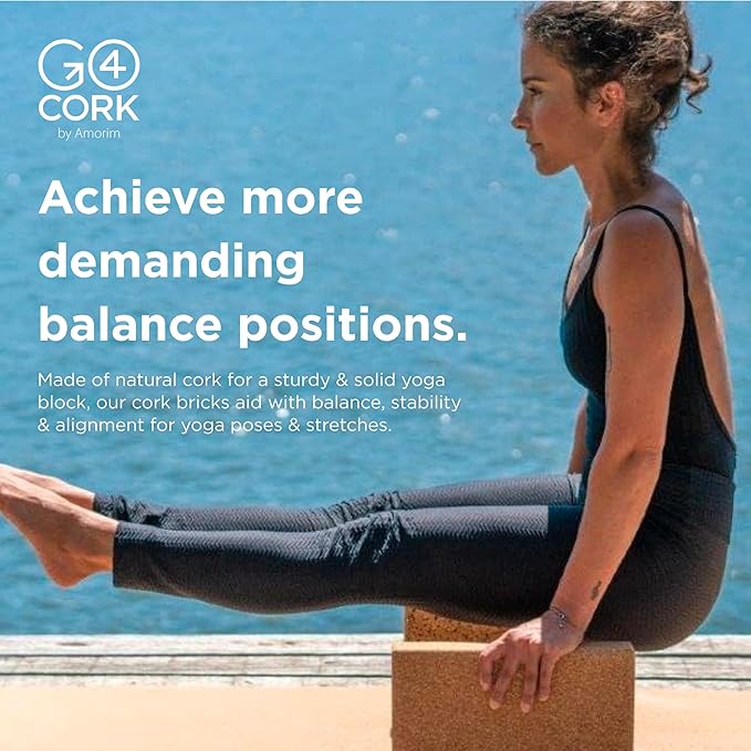 Go4Cork Cork Yoga Block for Yoga, Pilates & Meditation | Non-Slip, Hypoallergenic, Sustainable, Non-Toxic Yoga Block