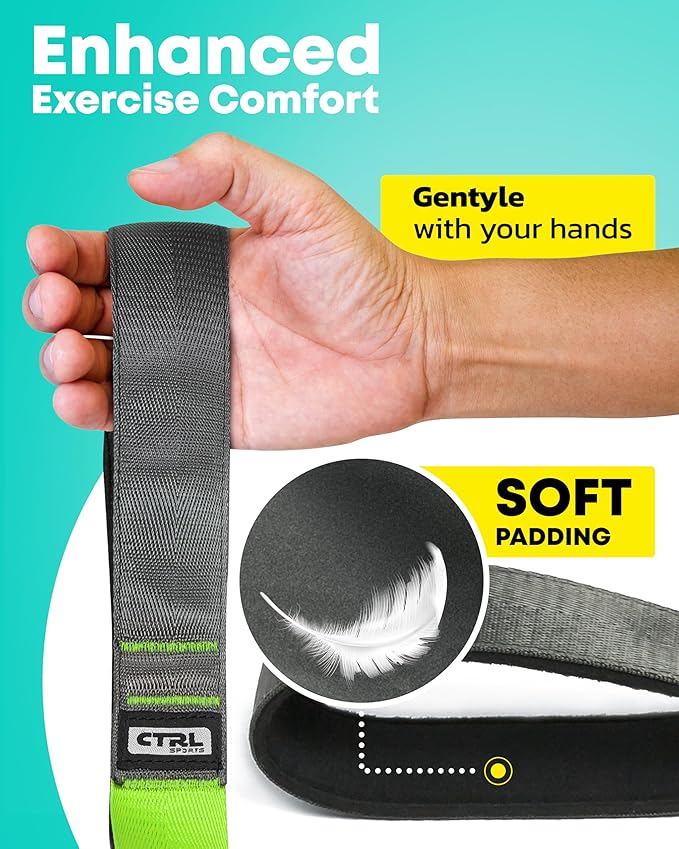 Stretching Strap with Loops - Non Elastic Stretch Band for Physical Therapy, Yoga Strap for Stretching Equipment, Stretch Bands for Exercise and Flexibility - Fascia, Hamstring & Leg Stretcher Belt