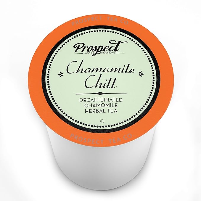 Prospect Tea Co. Decaffeinated Chamomile Chill Herbal Tea Pods Compatible with K Cup Brewers Including 2.0, 40 Count