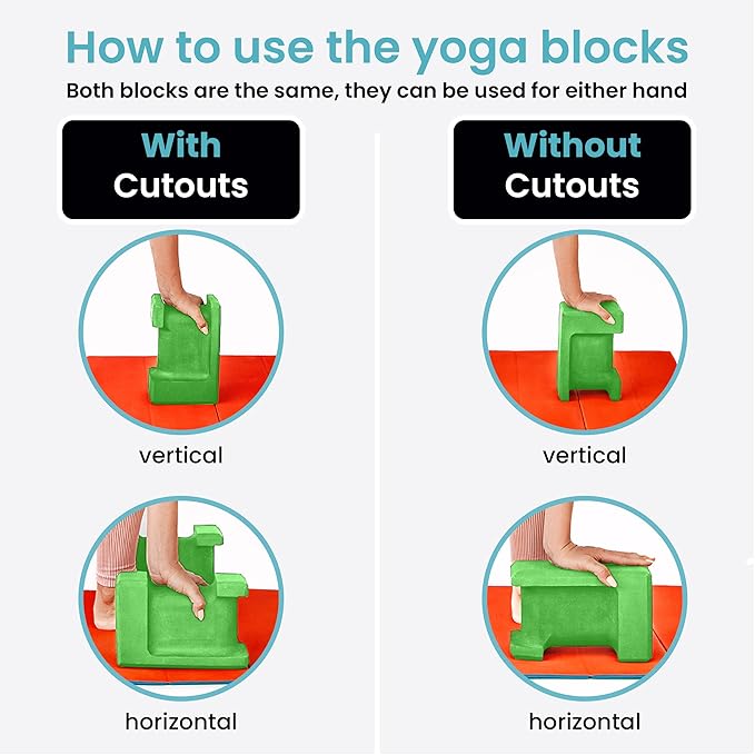 Ergo Yoga Blocks, Relieve Wrist Pain, Improve Comfort and Grip, Contoured Design, Pilates Exercise Balance & Stretching