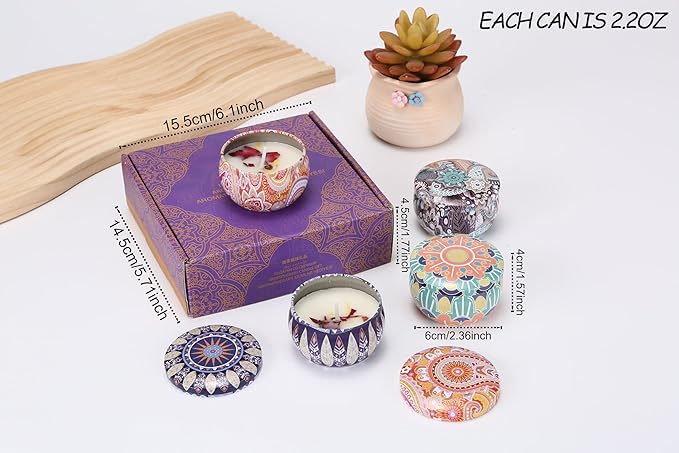 Aromatherapy Candle Gift Set – 4 Pack Soy Wax Candles, Lavender, Lemon, Vanilla & White Peach – Meditation Candle Set for Relaxation, Christmas Gifts, Home Décor & Travel，Gift Set Candles Women