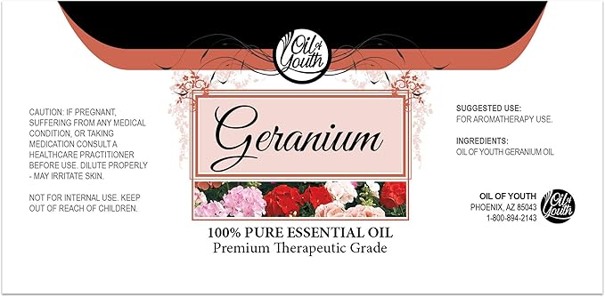 Oil of Youth Geranium Oil 4oz for Aromatherapy