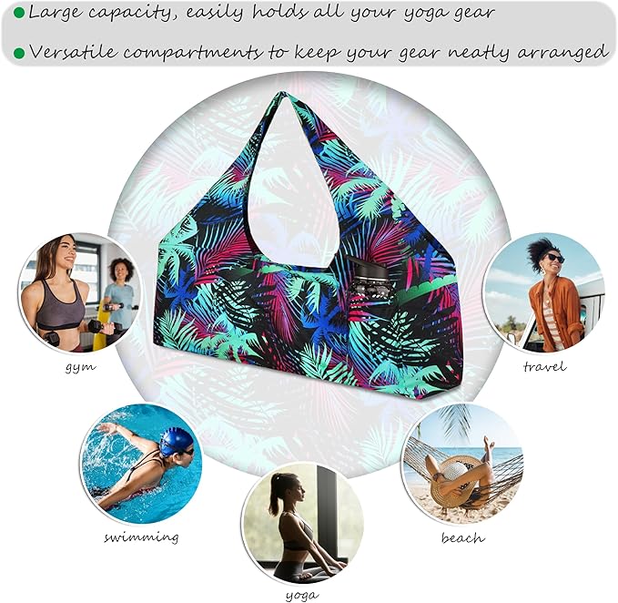 jswuffx Large Yoga Mat Bag Yoga Bags and Carriers Fits All You Stuff Yoga Tote Bag with Yoga Mat Strap, Elastic Pockets and Zipper Pockets