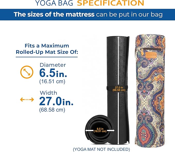 UDANA Yoga Mat Bag – Heavy Duty Canvas Carrier with 3 Pockets & Full Zip – Available in 3 Sizes (16L, 18L, 34L) - Multiple Colors