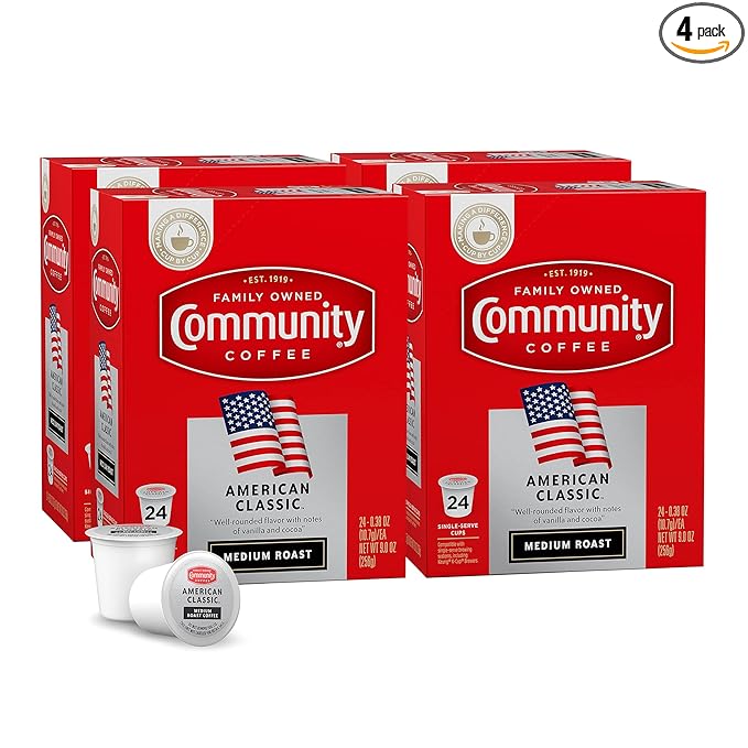 Community Coffee American Classic 96 Count Coffee Pods, Compatible with Keurig 2.0 K-Cup Brewers, 24 Count (Pack of 4)