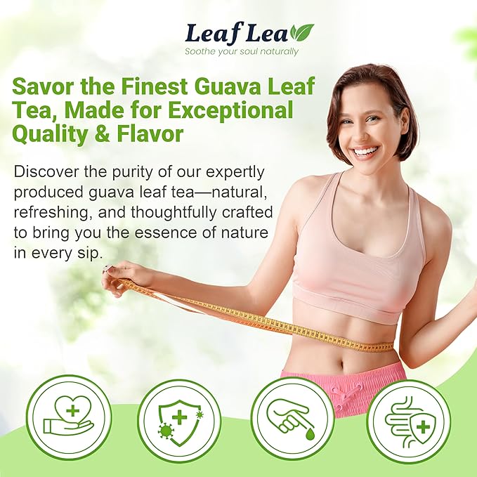 LeafLea Guava Leaf Tea, 40 Individually Wrapped Tea Bags, Made from 100% Natural Guava Leaves (Hojas De Guayaba), Supports Digestion & Wellness, Caffeine-Free, Sugar-Free, Vegan, Non-GMO