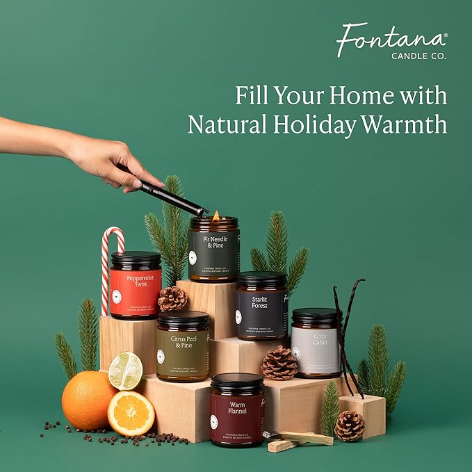 Fontana Candle Co Wood Wick Beeswax Jar Candles - 3-Jar Fall Bundle - Made with Coconut Oil & Pure Essential Oils – Clean Burn, Long Lasting and Non-Toxic Candles for Home & Room Decor