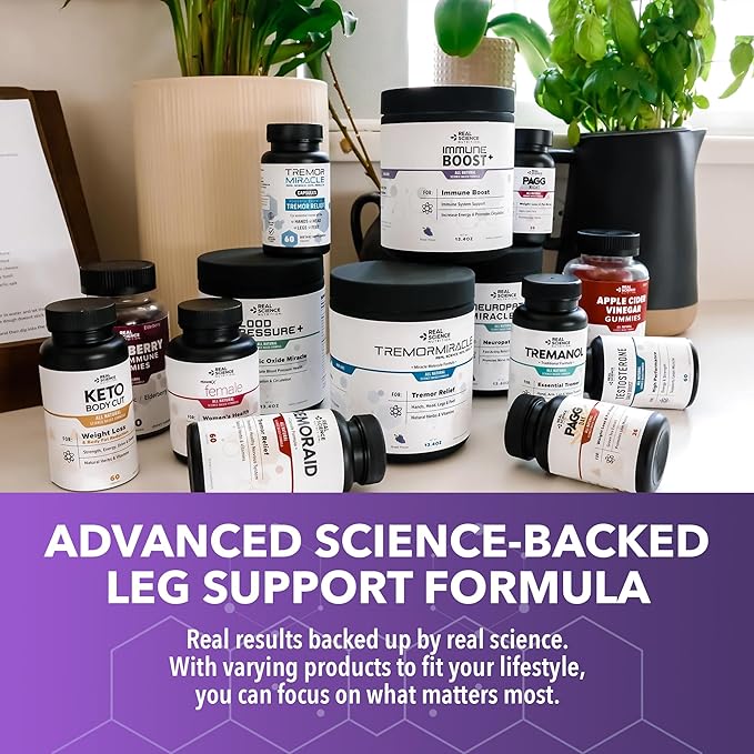 Real Science LegEase Miracle – All Natural Restless Legs Syndrome Relief & Leg Cramp Supplement with Vitamins C, D, K, B6, B12 + Nitric Oxide Support – Sleep & Circulation Aid – Made in USA, 60 Caps