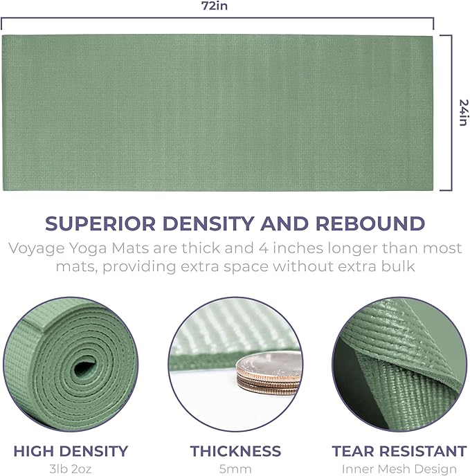 Sunshine Yoga Voyage Yoga Mat, 10 Pack, 72" x 24" Professional Studio and Gym Bulk Yoga Mats, 5mm Thick, Durable, Anti-Tear, Non Slip Fitness and Exercise Mats