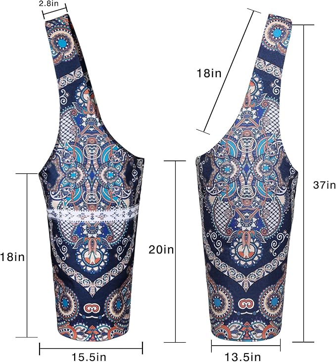 Fashion Printed Yoga Mat Bag with Large Side Pocket & Zipper Pocket Long Tote Yoga Bag Fit Most Size Mats - Holds More Yoga Accessories