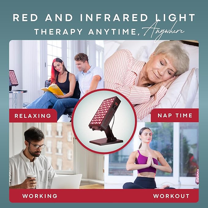Red Light Therapy for Body & Face - 660nm & 850nm Infrared Red Light Therapy Panel for Skin, Muscles & Recovery – Full-Body LED Light Therapy Device with Stand