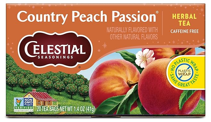 Celestial Seasonings Country Peach Passion Herbal Tea, 20 Tea Bags Box