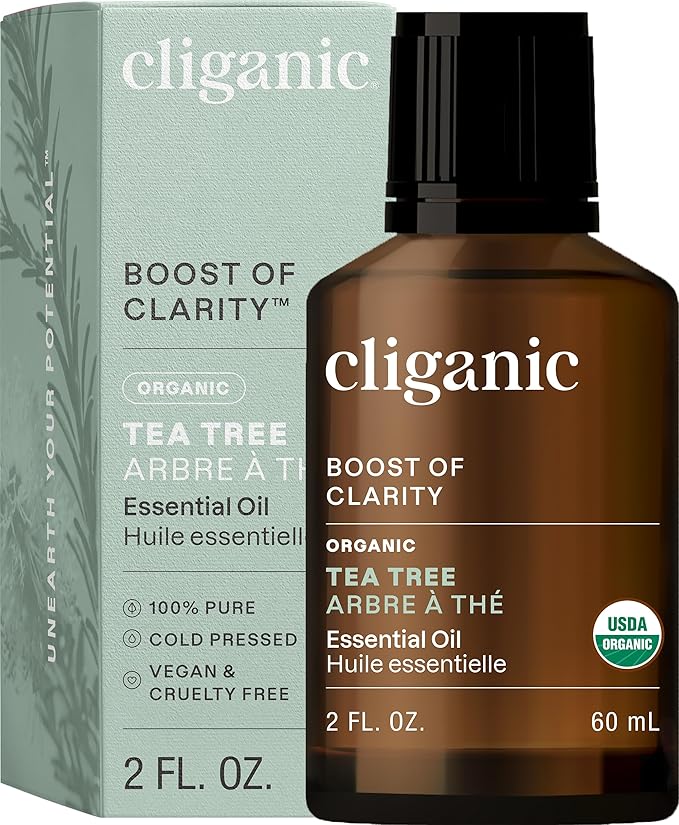 Cliganic Organic Tea Tree Essential Oil - 100% Pure Natural for Aromatherapy Diffuser | Non-GMO Verified (Packaging May Vary)
