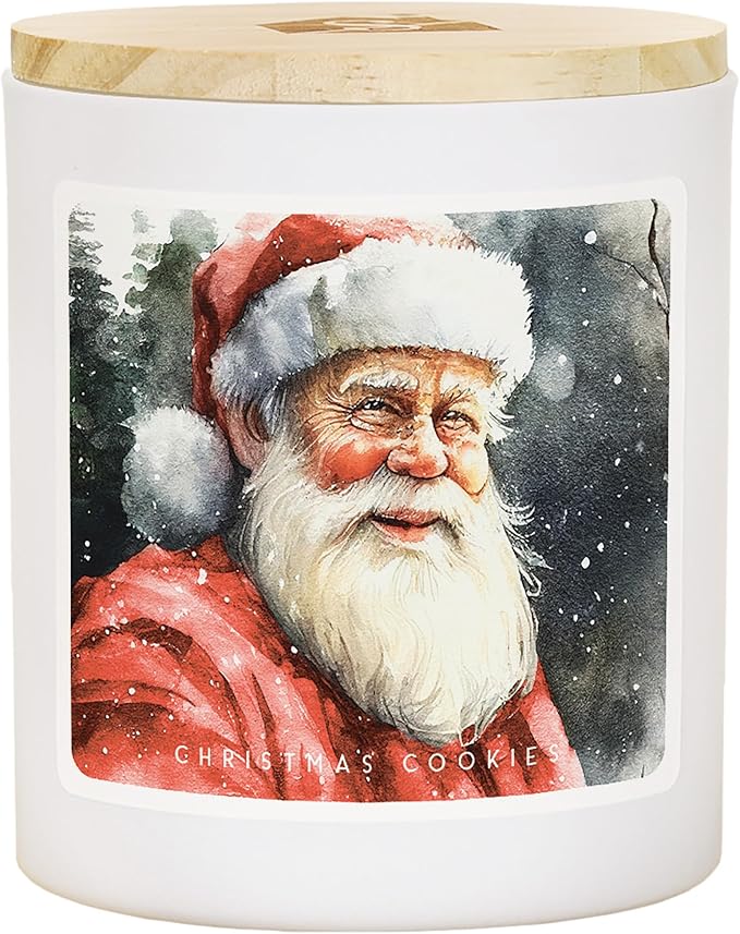 Simply Said, INC Christmas Candle, Watercolor Santa, Christmas Cookies Scented 2 Wick 11 oz Premium Soy Candle, Hand Poured in USA, CDL1165