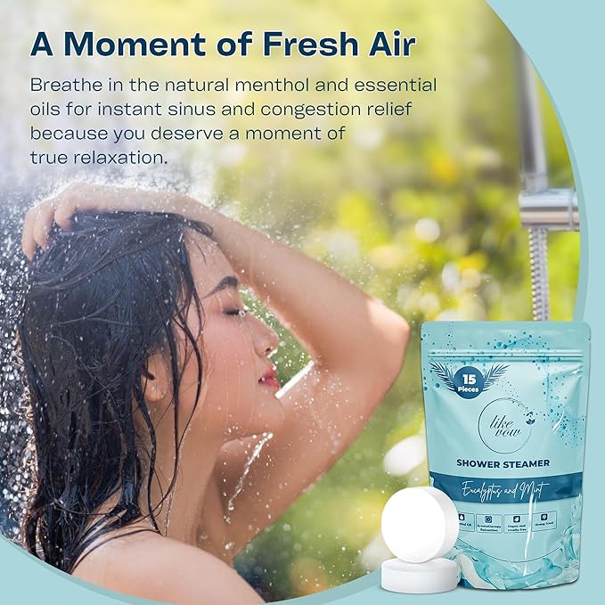 Shower Steamers Aromatherapy for Women 15-Pack, Eucalyptus & Mint 30g Shower Tablets, Perfect Spa and Relaxation Gifts, Birthday and Christmas Gift for Mom