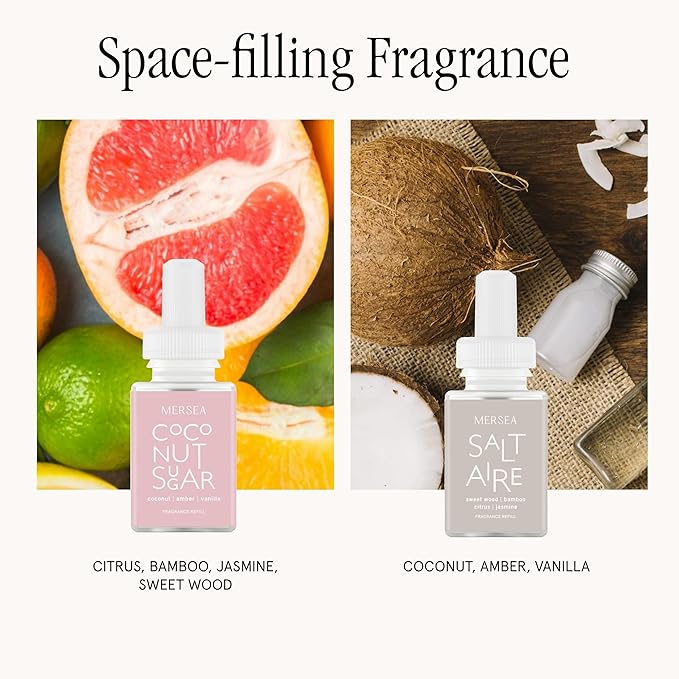 Pura Smart Home Fragrance Device Starter Set - Pura 4 - Scent Diffuser for Home - Includes Fragrance Aroma Diffuser - Square Box, Saltaire and Coconut Sugar Scent Refills