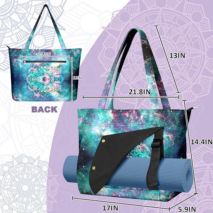 Adalore Women's Yoga Bag with Yoga Mat Carrier - Large Mat Pocket Fitness Tote for Pilates, Gym, Travel, Office & Beach