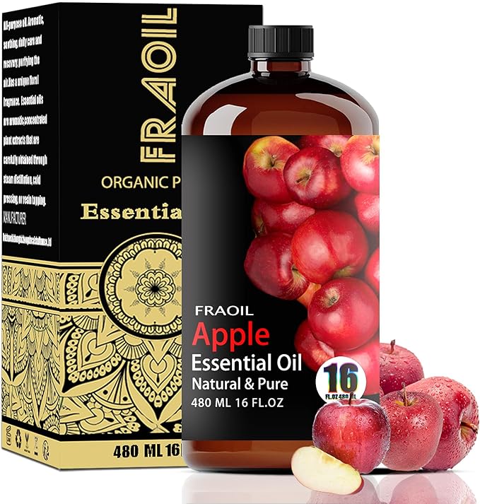 Apple Essential Oil, Apple Oil 16 Fl Oz 480 ML for Diffuser Humidifier Yoga Cleaning DIY Candle Soap Making Perfume Gift for Women Essential Oils