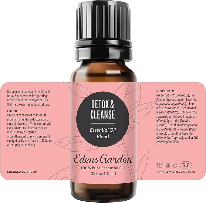 Edens Garden Detox & Cleanse Essential Oil Blend- 100% Pure Premium Grade, Undiluted, Natural, Therapeutic, Aromatherapy, The Best for Diffusing, Skin, Humidifiers, Kid Safe 10 ml (.33 fl oz)