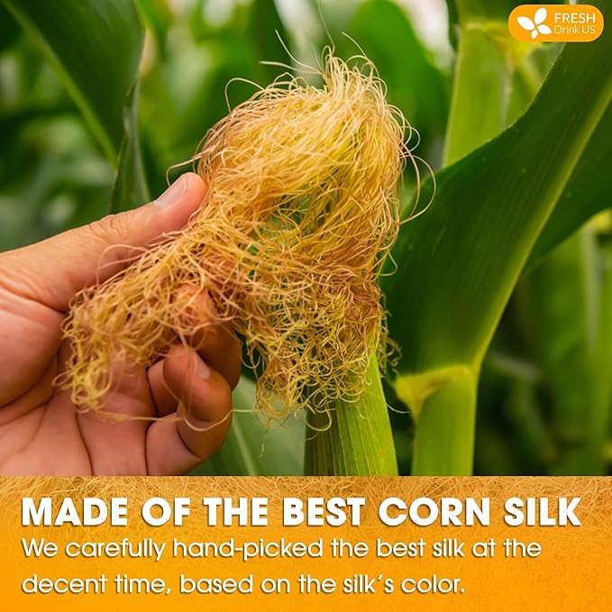 FreshDrinkUS, Premium 40 Tea Bags Corn Silk Tea, 100% Natural & Pure from Corn Silk. Herbal Tea. Clean Ingredients. Made with Natural Material Tea Bags. No Sugar, No Caffeine, Vegan.