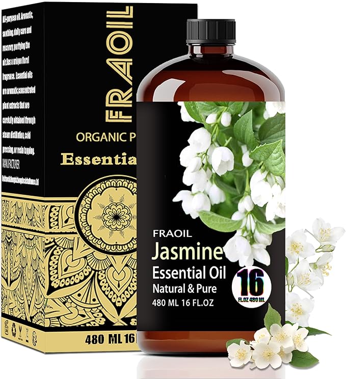 Jasmine Essential Oil, Jasmine Oil 16 Fl Oz 480 ML for Diffuser Humidifier Yoga Cleaning DIY Candle Soap Making Perfume Gift for Women Essential Oils