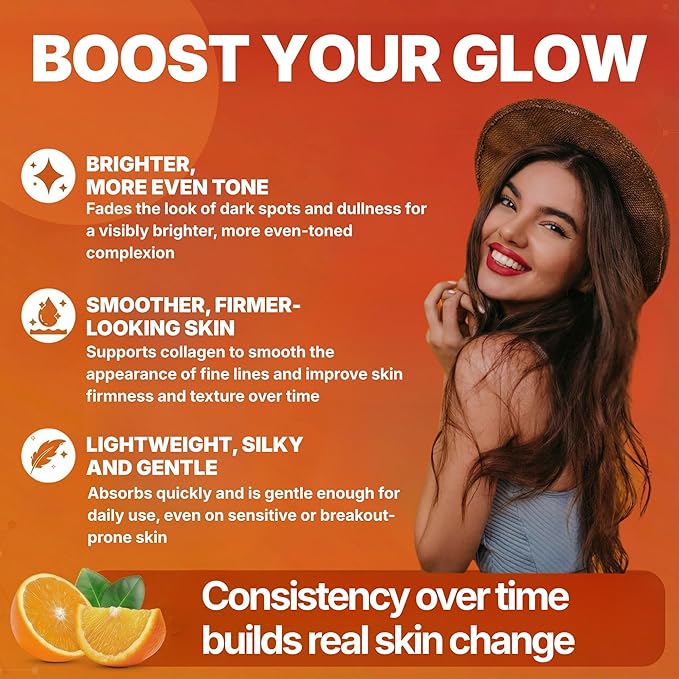 GlowMedik Vitamin C Serum for Face – Brightens Dark Spots + Evens Skin Tone with Hyaluronic Acid, Vitamin E & MSM, Hydrates & Firms for a Youthful-Looking, Age-Defying Glow, 30ml 1.01 fl oz