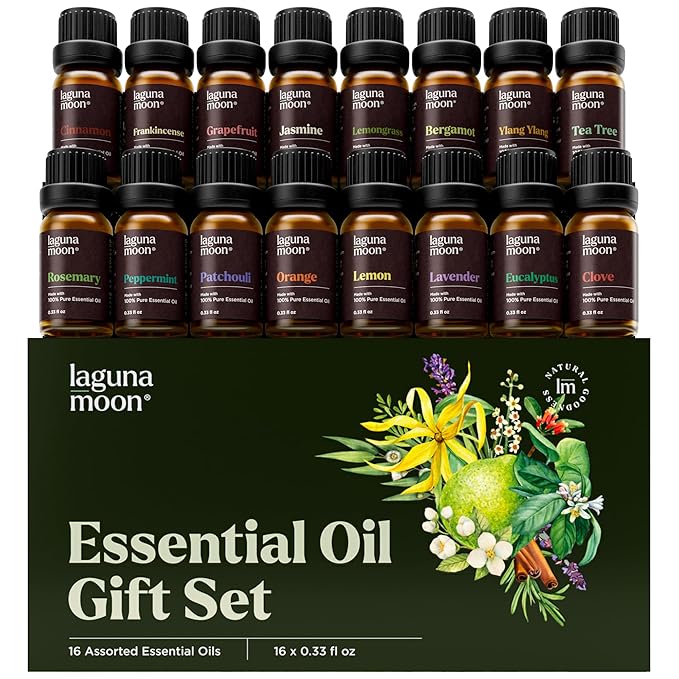 Essential Oils Set - 16 Pcs Premium Grade Home Essentials Oils - for Diffusers, Fragrance, Scents for Candle Making - Natural Aromatherapy Oils for Cars & Home Products, Room Sprays