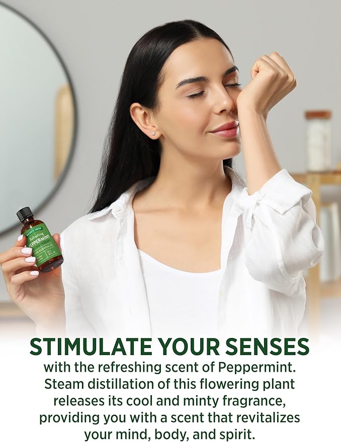 Nature's Truth Peppermint Essential Oil | Diffuser, Shower, or Bath | 2 Pack of 2 Fluid Ounces (59 mL) | Mentha Piperita | Plant Based, Non-GMO & Gluten Free