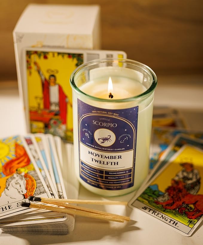 Birthday Candles - Custom Birthdate Astrological Zodiac Scented Candles. Astrology Gifts. All Natural Soy Wax. 75+ Hour Burn Time. Made in USA - September 26