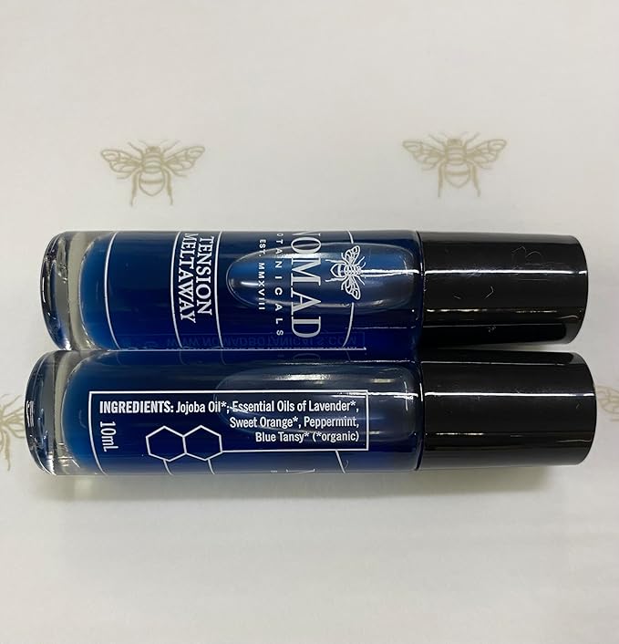 Tension Meltaway Essential Oil Roll-On – Amethyst Roller Ball – Headache, Stress & Hot Flash Support – Premium Aromatherapy Blend – Peppermint, Lavender, Orange & Blue Tansy – 10 mL