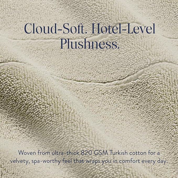 Brooklinen Super-Plush Bath Towel and Hand Towel Set - 2 Bath Towels, 2 Hand Towels - Cotton, Highly Absorbent (Stone)