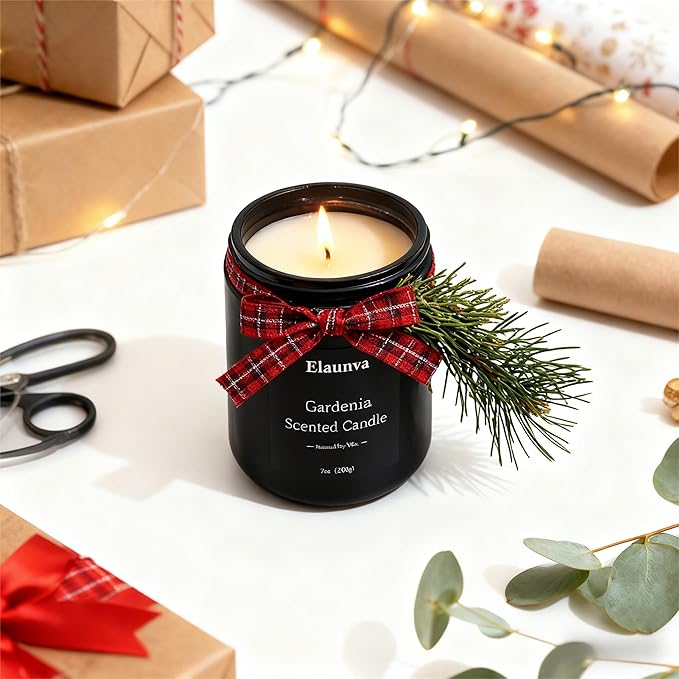 Gardenia Scented Candle,7oz(200g),Natural Soy Wax,Fall Aromatherapy Candle/swinter,Home Decorations,Christmas Gifts Stress Relief and Relax Gift for Men and Women,(Gardenia)