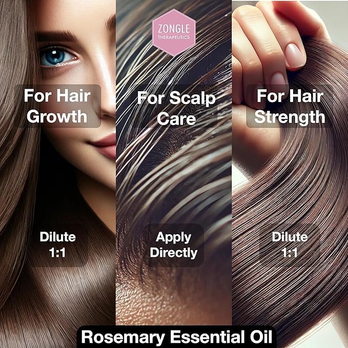 Organic, Rosemary Oil, Food Grade, for Hair, Growth – 100% Pure, Edible, Rosemary Essential Oil, by Zongle Therapeutics, 1 OZ