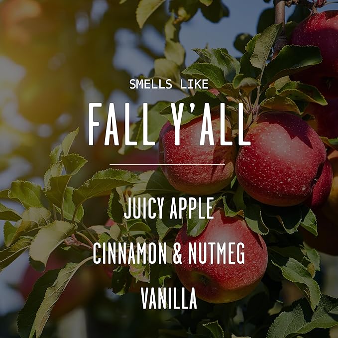 Fall Candles - 'It's Fall Yall' Candle w/Apple Cinnamon & Nutmeg I Infused with Essential Oils I Autumn Scented Candles I Cozy Cute Décor Gifts I 9oz Jar I 50Hr Burn I Made in USA