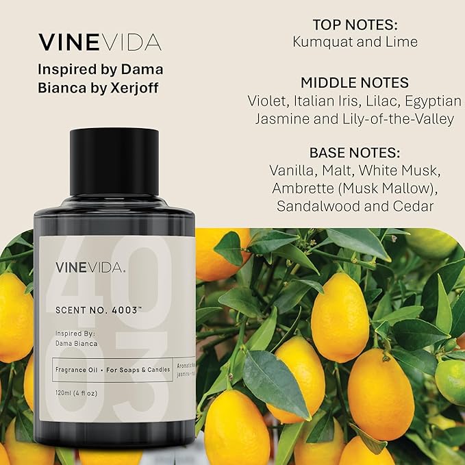 VINEVIDA [32oz] DAMA Bianca Fragrance Oil for Candle Making - Natural Candle Oil Scents - Soap Making Essential Oil - Made in USA
